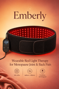 Emberly red light therapy belt wrapped around lower back — 660nm and 850nm menopause joint pain relief