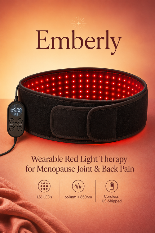 Emberly™ Red Light Therapy Belt for Menopause Joint & Back Pain — Drug-Free 660nm + 850nm Near-Infrared Relief for Aching Hips, Knees & Lower Back
