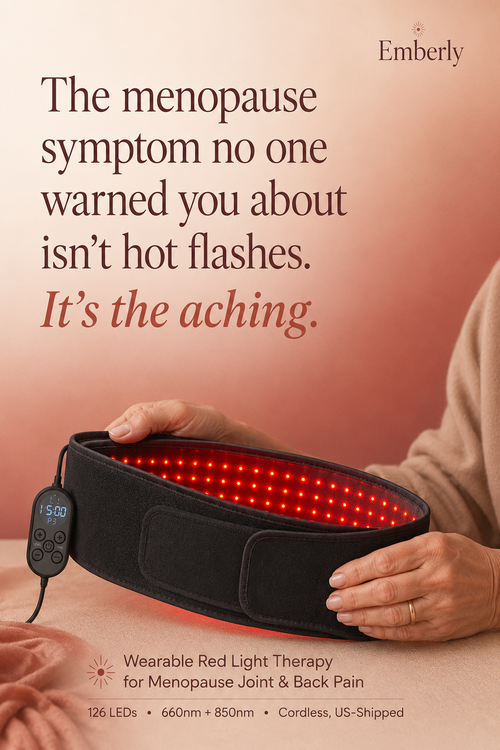 Emberly™ Red Light Therapy Belt for Menopause Joint & Back Pain — Drug-Free 660nm + 850nm Near-Infrared Relief for Aching Hips, Knees & Lower Back